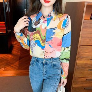 Women's Blouses 2023 Spring Summer Dames Chic Fashion Printing Ladies Shirts Long Sleeve Tops Blusas Mujer