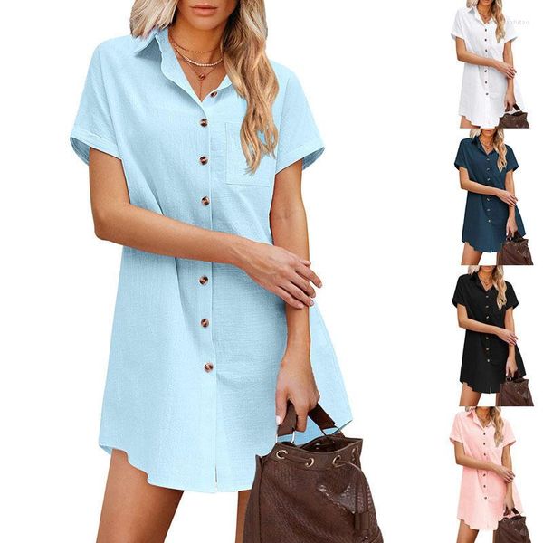 Blusas para mujeres 2023 Camisas de lino de algodón de verano blusa para mujeres Camisa sólida sólida cubierta de ropa de playa túnica larga holgazanería blusas