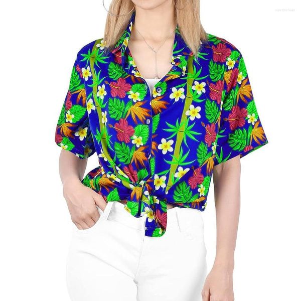 Blusas de mujer 2023 Verano Floral 3d Impreso Top Hawaii Beach Camiseta Fiesta al aire libre Transpirable Ropa de manga corta