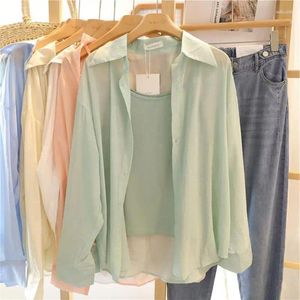 Blusas de mujer 2023 verano Simple y versátil camisa fina suelta ropa de protección solar abrigo ligero único