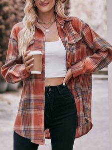 Vrouwen Blouses 2023 Tops Elegante Mode Herfst Plaid Shirt Casual Oversize Losse Shirts Tunieken Mujer Verano