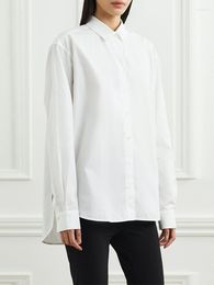 Blusas de mujer 2023 cuello vuelto blusa blanca suelta primavera otoño mujer manga larga camisa de silueta de un solo pecho Tops