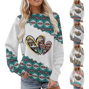 Women's Blouses 2023 Western Aztec Sweatshirt Lange mouw Ethnic Pattern Crew Neck Hoodie Pullover Vintage Tops