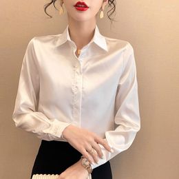 Women's Blouses 2023 Witte shirts voor kantoor Lady Work Women Clothing Long Sleeve Spring Herfst Tops Koreaanse mode Polo-Neck