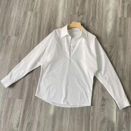 Women's Blouses 2023 Women Fashion Bat Long Sleeve Sexy V-Shape Vintage Polo Collar White Shirt 0307