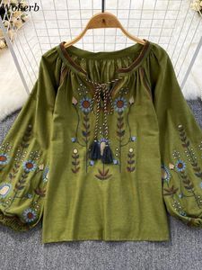 Women's Blouses 2024 Blusas Mujer de Moda O-Neck Vintage Bohemia Summer Tops Fashion Blouse For Women Borduurwerk losse shirts