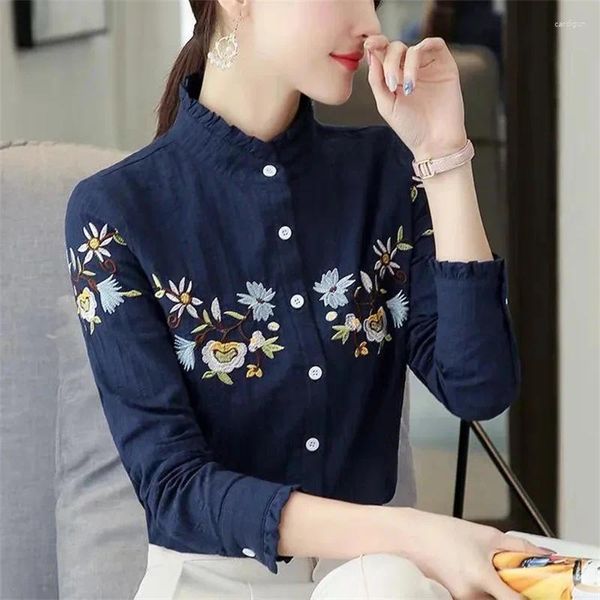 Blouses pour femmes 2024 Corée des chemises à manches longues professionnelles coréennes Spring Auricularia Auricula Edge Cardigan Blouse Jacket