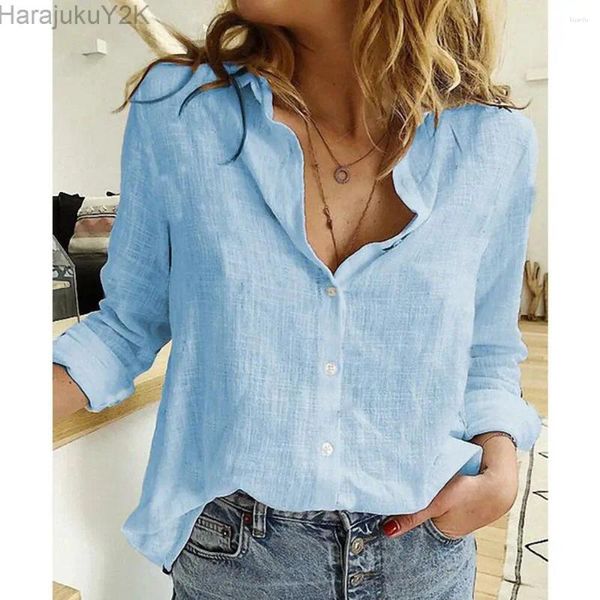 Chemises féminines 2024 Chemises Spring Automne Button Bouton Boundi Cardigan Top Lady Loose Lot Long Shirt Overs Sumens Womens Casual Tunique Blusas