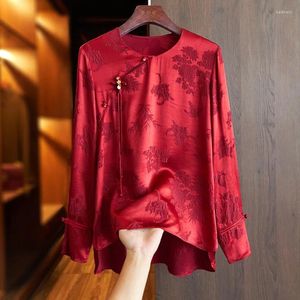 Blouses pour femmes 2024 Silk rétro Butgan Butgan Shirt Design sens petit chemisier de style chinois de mûrier