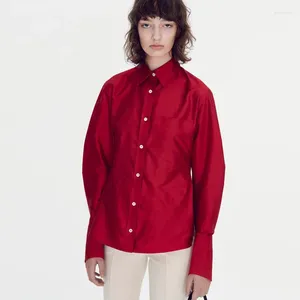 Blouses pour femmes 2024 printemps et été chemise femmes haut rayé rouge avec