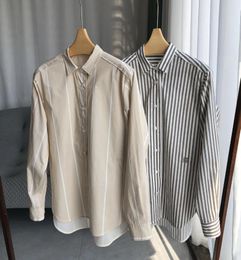 Damesblouses 2024 Lente Europa-stijl Hoge kwaliteit katoenen overhemd met lange mouwen en strepen C040