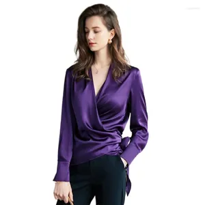 Blouses Femmes 2024 Printemps Mode Satin Blouse Plus Taille Femmes Croix À Lacets Élégant Tops Coréen Streetwear Blusas Mujer Elegantes Y