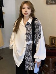 Blusas de mujer 2024 Primavera Moda coreana Blusa vintage para mujer Contraste Color Patchwork Todo fósforo Casual Manga larga Blusas Y2k Estética