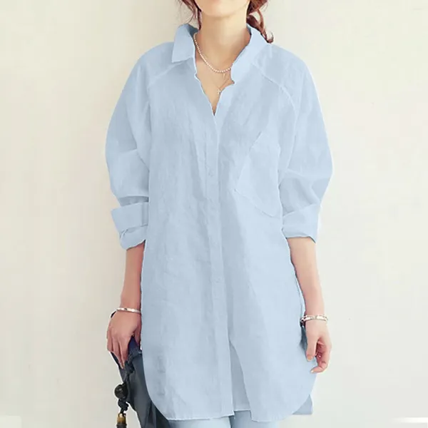 Blouses Femmes 2024 Printemps Été Femmes Tops Chemises de style coréen Lâche Manches mi-longues Chemise boutonnée pour femmes Office Lady