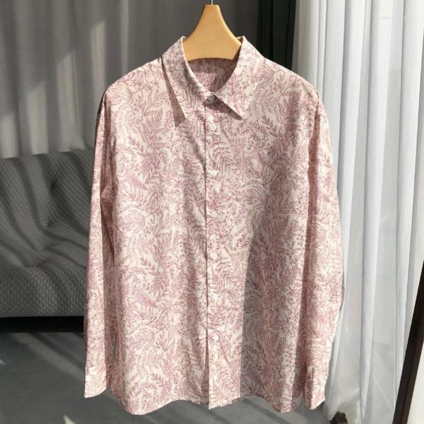 Blusas de mujer 2024 Mujeres Línea delgada Color elegante Manga larga Cuello de punto Camisa de algodón