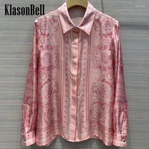 Blouses pour femmes 3.13 Klasonbell Silk Blouse Tempérament Match Imprime Pink Vintage Hidden Poit