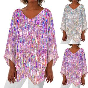 Damesblouses Sparkly shirts met 3/4 mouwen voor dames Effen kleur Tops Korte dames medium scrubjassen