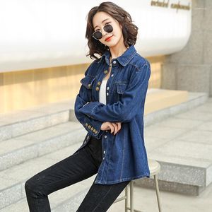 Women's Blouses #3386 Spring 2023 Blue Denim -shirts vrouwen losse eencasual jeans femme Koreaanse stijl vrouw shirtknopen