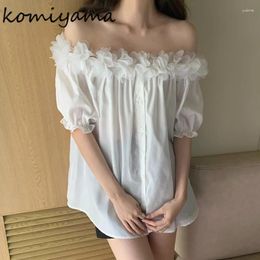 Blouses pour femmes 3d chemises florales féminino sexy slash cou ropa mujer blusas single poitrine camisas printemps été 2024 tops