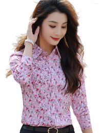 Vrouwen Blouses 4XL Lente Herfst Shirts Lady Fashion Casual Lange Mouwen Turn-down Kraag Bloem Afdrukken Blusas Tops G2448