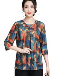 Blouses pour femmes 6xl de grande taille Femmes Spring Summer Lady Fashion Fashion Casual Half mandeve O-Neck Printing Blusas Tops WY0383