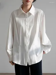 Blouses pour femmes toutes les saisons chemise lâche coton blanc bureau pour les femmes mode coréenne simple boutonnage élégant