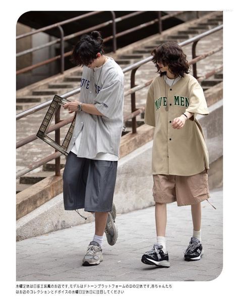 Chemisiers pour femmes Uniforme de baseball américain Chemise à manches courtes Femmes Rétro Lâche Hip-hop Cardigan Couples Chemises Style coréen Tops Vestes