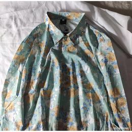 Blouses pour femmes Style américain imprimé chemises à manches longues Couple mince lâche décontracté veste de rue hauts hommes chemise vêtements masculins