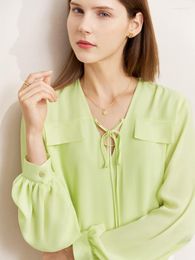 Blusas de mujer AMII minimalismo francés para mujeres 2022 elegante gasa con cuello en V camisas de manga larga moda Oficina señora blusas femeninas 12270353