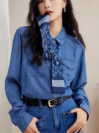 Damesblouses Herfst Denim Shirts Voor Dames Lente Blusas Mujer Eleganters Tops Camisas Moda 2024 Lange Mouw Chemises Koreaanse Mode
