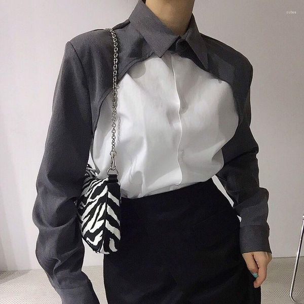 Blouses pour femmes automne élégant couleur correspondant femmes 2023 Style coréen décontracté Vintage chemises Simple tenue de bureau hauts de travail