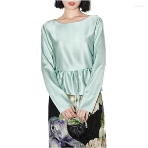 Blouses pour femmes automne élégant travail de bureau Style coréen dames Satin hauts femmes printemps manches longues chemises Blusa Mujer Camisas