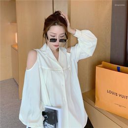 Women's Blouses herfst off-shoulder shirt high-end niche lange mouwen temperament was dun en modieuze blouse vrouwen