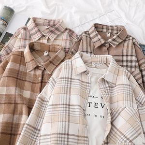 Dames blouses herfst plaid blouse dames shirt jas gecontroleerd lange mouw tops Koreaanse stijl oversize ropa de mujer blusa feminina