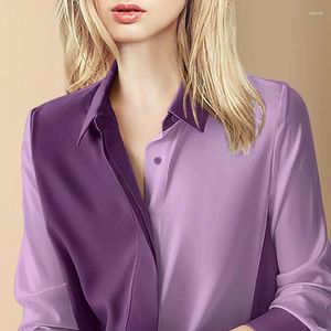 Blouses Femmes Automne Printemps 2024 Femmes Tops Style Français Mode Cousu Violet Blouse Bureau Dame Slim Fit Chemise Vêtements Blusas 23260