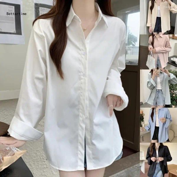 Blouses pour femmes B36d Tabillère à tissus souples chemises de bureau confortables bouton supérieur à manches longues parfaite pour toute occasion