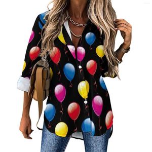 Damesblouses ballon casual blouse verjaardag ballonnen mooie aangepaste vrouw lange mouw Koreaanse mode shirts zomer oversized kleding