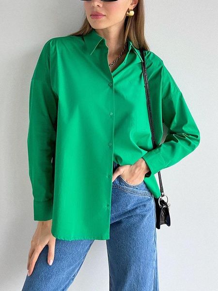 Blusas de mujer Camisa de colores sólidos básicos Munas largas casuales BLUSIÓN DE LA BLUSIÓN ELEGANTE ELEGANTE CHIC TOPS MUJER FOLE FOR MUJERES