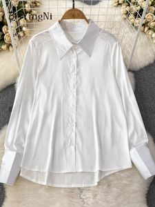 Blouses pour femmes Beiyingni printemps automne chemises surdimensionnées pour femmes mode coréenne à manches longues élégant bureau dames hauts à simple boutonnage