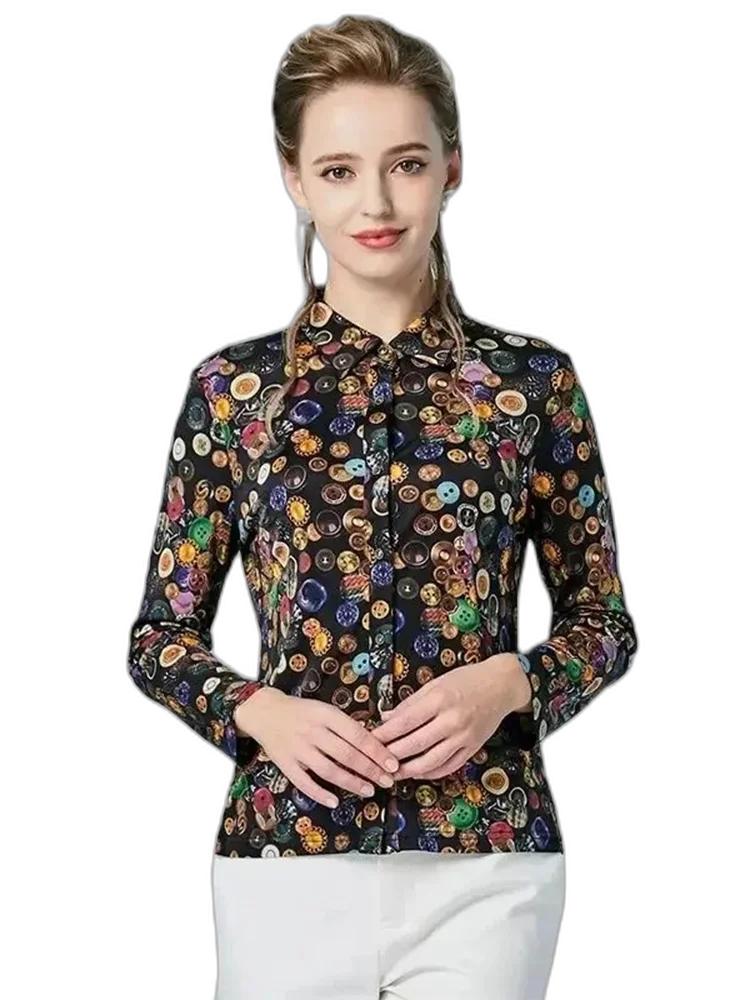 BirdTree Women's Long Sleeve Print dorothy perkins blouses - Elegant Vintage  Silk Top for Spring 2024 (Slim Fit, T42209QM)