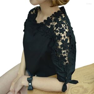 Damesblouses Blouseoverhemden Dames Zomer Blusas Wit polyester overhemd Elegante damestops Grote maten Sexy uitgeholde stof