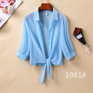 Blusas de mujer Blusa Mujer Estilo de playa Sexy 5XL Abrigo de media manga Chifón Top Mantón Ropa de protección solar Aire acondicionado Cardigan 3XL