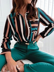 Women's Blouses Blouse Women Casual Fashion Print Logn Sleeve Top Shirt Autumn Elegante Turn-Down Collar Button Tops Office
