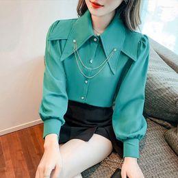 Blouses pour femmes Blouse Femmes femmes Tops Retro Shirts coréens Fashion Long Spring Summer Loose Coat Luxurious Designer Vêtements