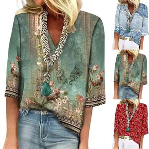 Dames Blouses Blusa Mujer Moda 2023 Voor Vrouwen Zomer Blouse V-hals Kant Haak Flowy 3/4 Mouwen Casual Shirts Tops Camisas Y Blusas
