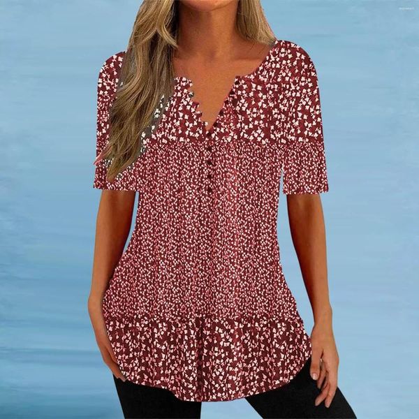 Blusas de Mujer Blusa Mujer Moda 2023 Camisa informal con cuello en V para Mujer estampado de manga larga parte inferior superior camisas térmicas simuladas para Mujer