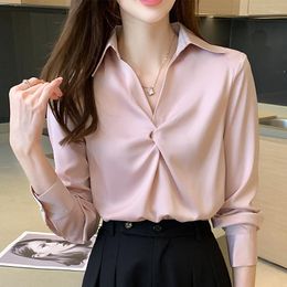 Women's Blouses Blusas Mujer de Moda 2023 Blouse Women met lange mouwen Tijden Down Collar Office Ladies Tops Chiffon Shirt Cloths Blusa Femme