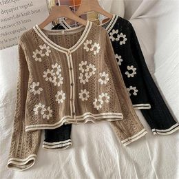 Blusas de mujer Boho bordado Crop Top Crochet camisa mujeres Tops y primavera otoño camisas largas Blusa femenina