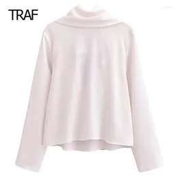 Blouses pour femmes Bow White Shirt Blouse printemps 2024 Manches longues Backless Top Basic Elegant Luxury Designer Shirts