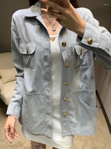 Blouses pour femmes chemises de style petit ami lâche décontractée simple et polyvalente à manches longues de poche à manches longues